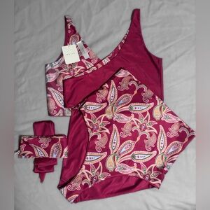Baiia Paisley - Sangria Pink Reversible Bikini size 12
